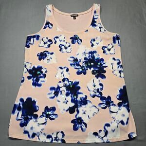 Express Pink Tank Top Preppy Sequin Floral Lightweight Scoop Neck Womens Size M